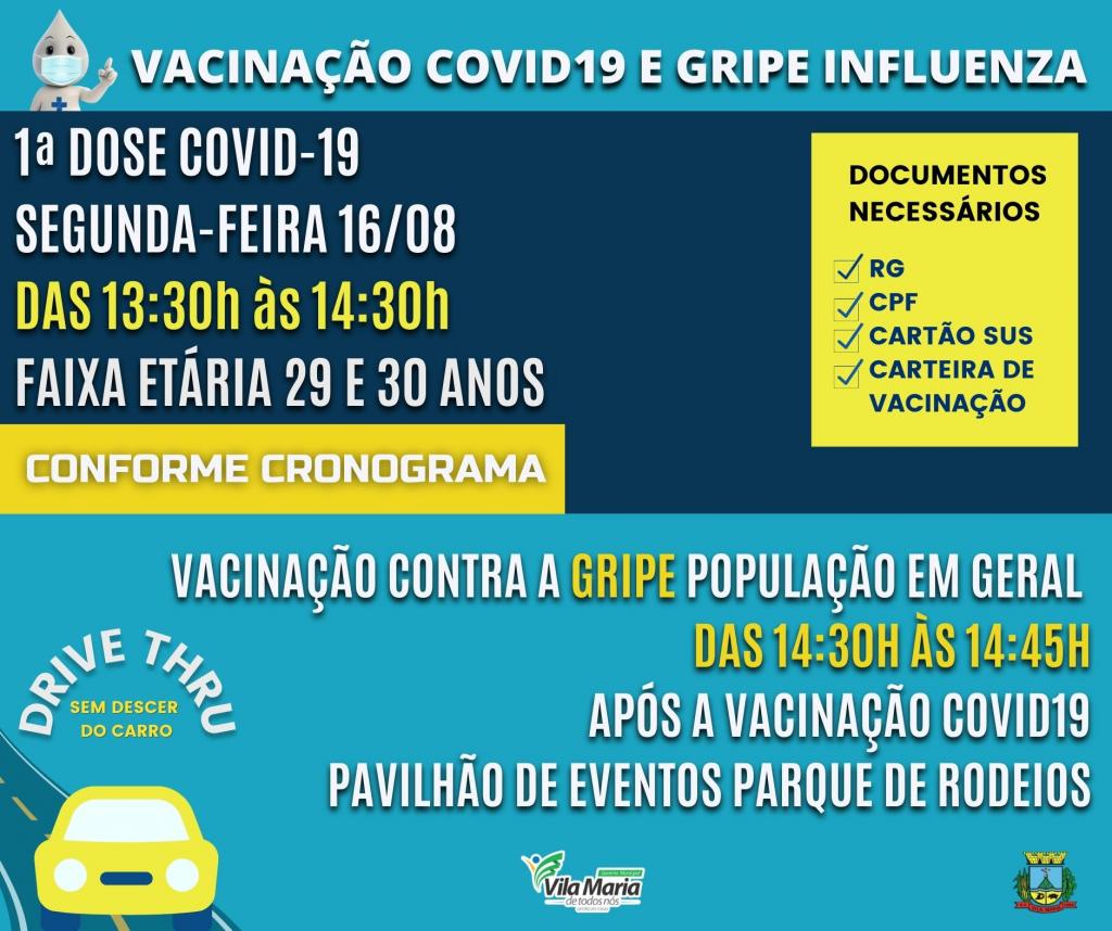 Atenção para vacinação contra a COVID-19...